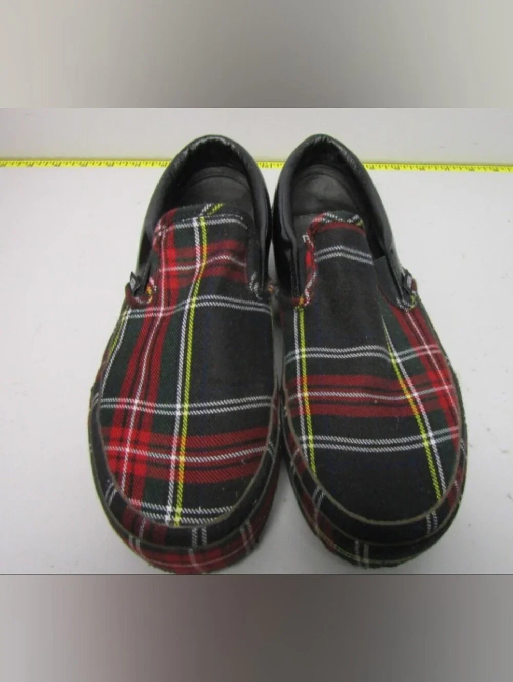 Vans Classic Slip-On Platform Patent Plaid Size M8 W9.5 Used Exc